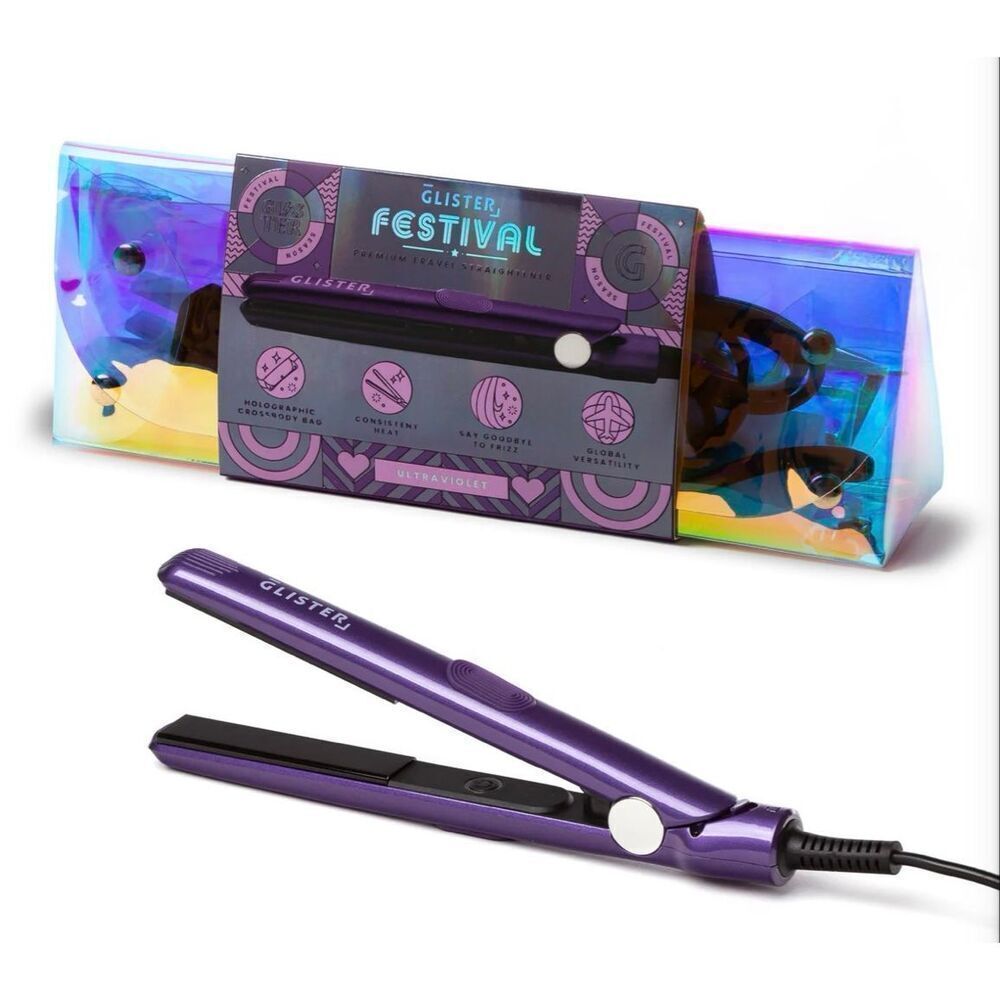 GLISTER -NWT Festival Collection Mini Flat Iron/Holographic Waist Bag for Travel